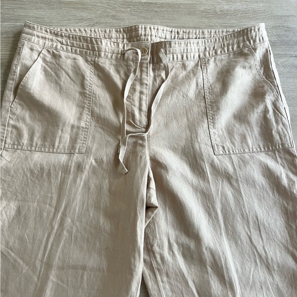Talbots Linen Cotton Blend Straight leg Tan Roll Up Cuff Pants SZ 16 NWT - Picture 3 of 8